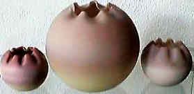 three Italian "burmese" rose bowls