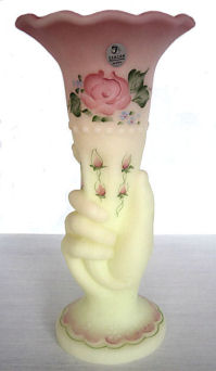 Tall Fenton Burmese Hand Vase