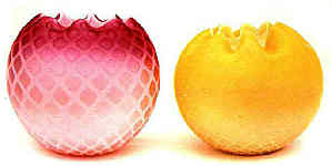 rose bowls in pink and yellow